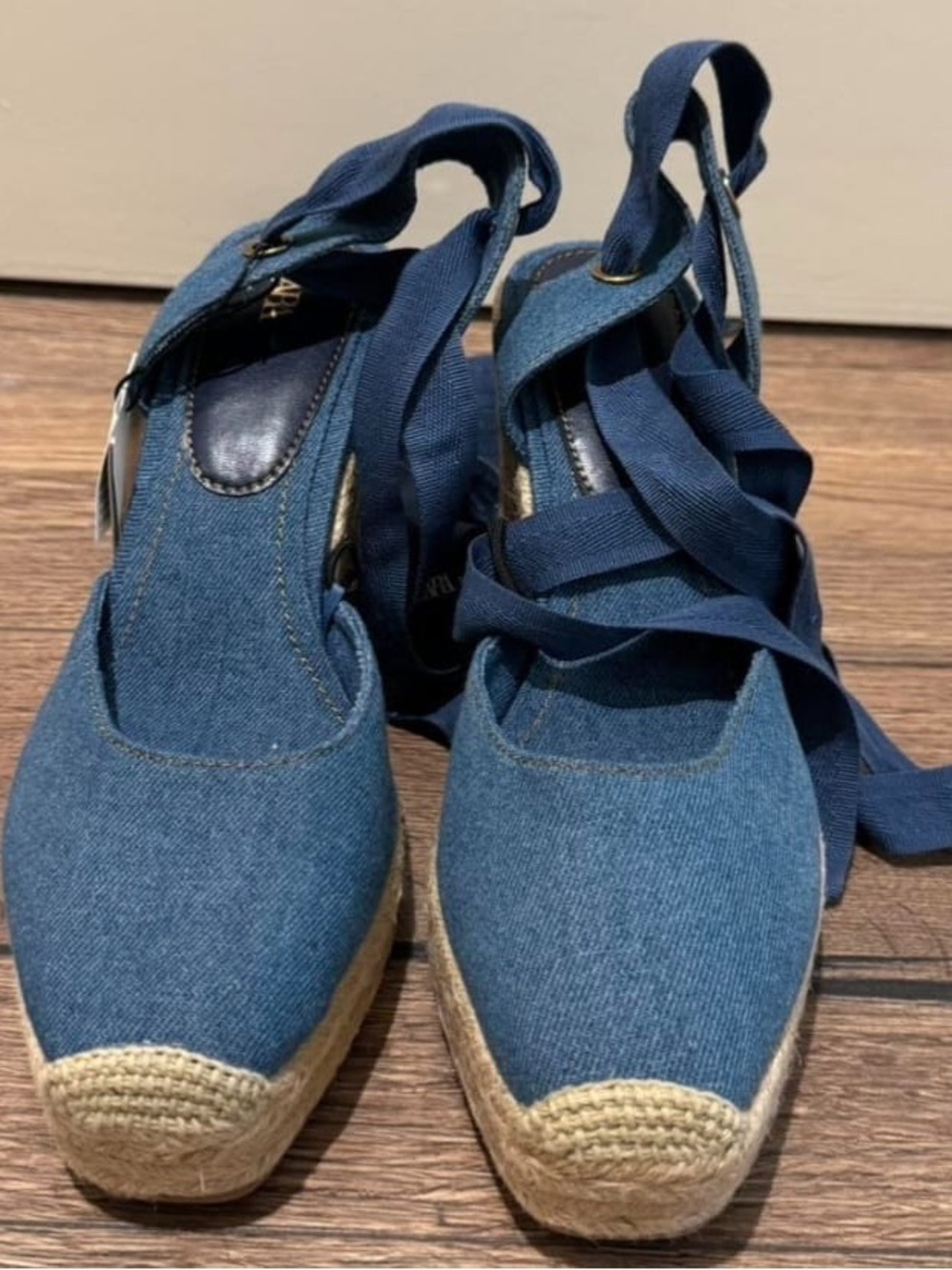 Zara Blue Denim Lace-Up Espadrille